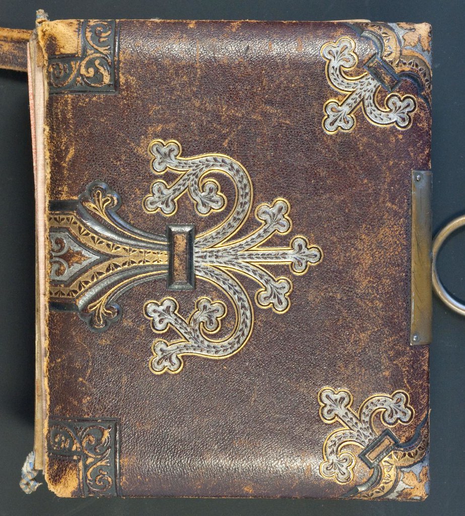 A leather-bound family photo album