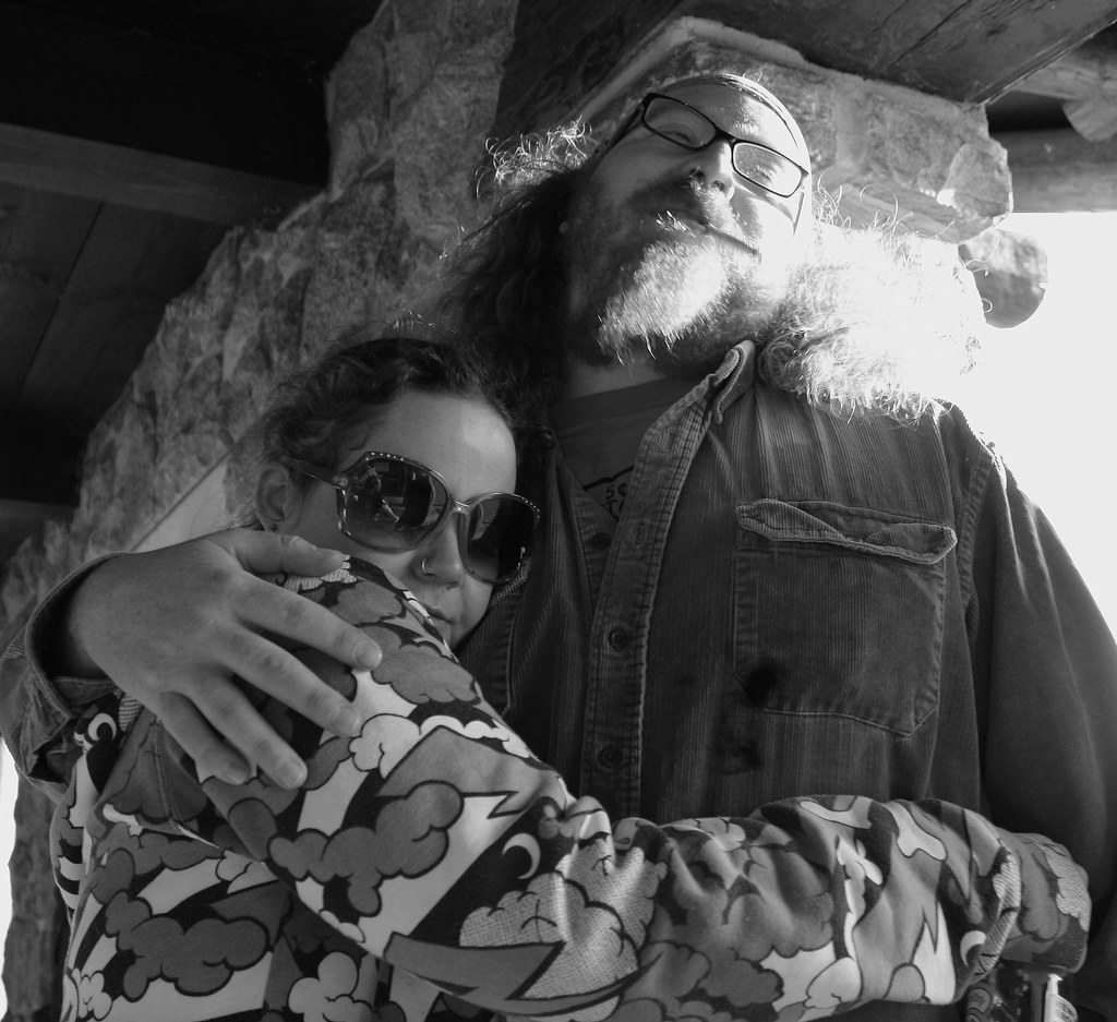 Two old friends embracing in a warm hug